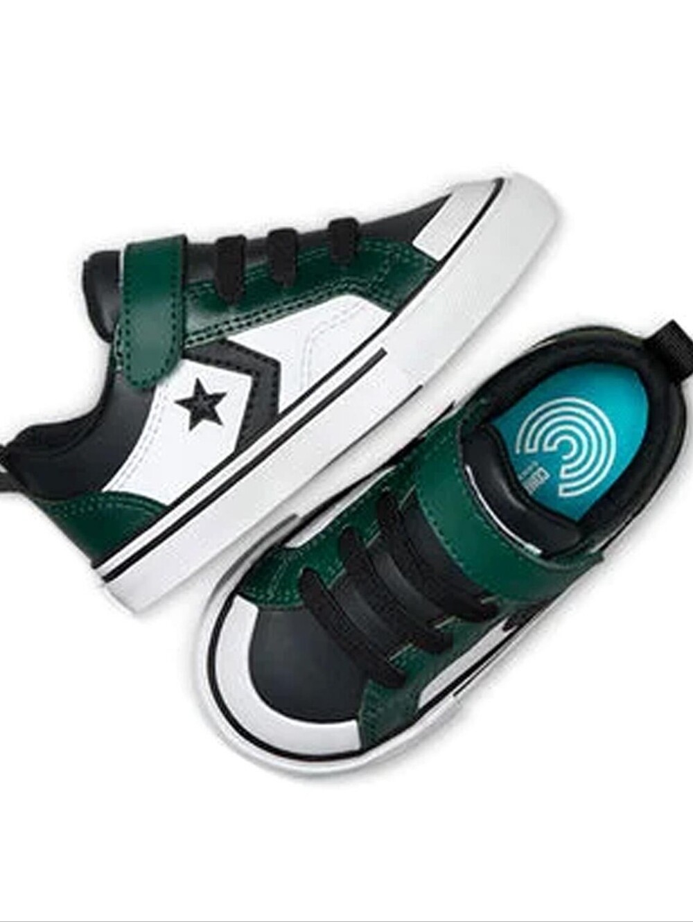 Converse Kids Low-Top Sneakers in Green, Black & White